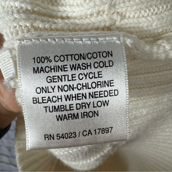 Old Navy Y2K 2007 Women's Button-Up Cable Knit Cardigan Cream 100% Cotton Sz Med - Picture 4 of 11